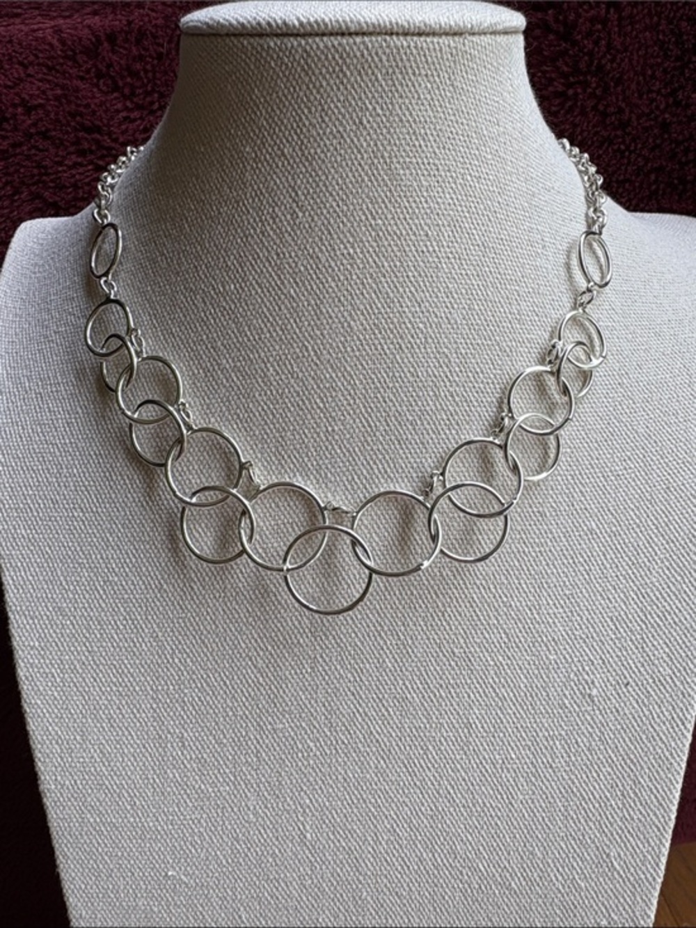 Nine West Silver Multi-Ring Link Necklace